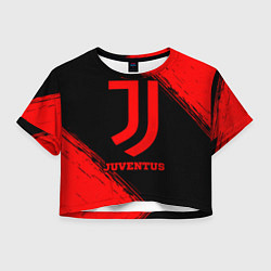 Футболка 3D укороченная женская Juventus - red gradient, цвет: 3D-принт