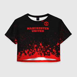 Футболка 3D укороченная женская Manchester United - red gradient посередине, цвет: 3D-принт