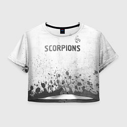 Футболка 3D укороченная женская Scorpions - white gradient посередине, цвет: 3D-принт