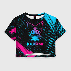 Футболка 3D укороченная женская Kuromi - neon gradient, цвет: 3D-принт