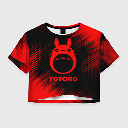 Футболка 3D укороченная женская Totoro - red gradient, цвет: 3D-принт