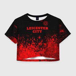 Футболка 3D укороченная женская Leicester City - red gradient посередине, цвет: 3D-принт