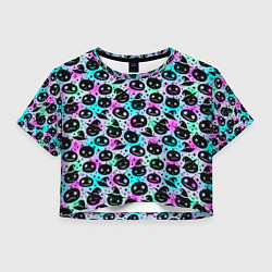 Женский топ Halloween - тыквы на неоновом фоне