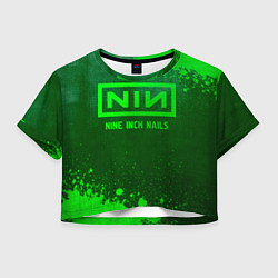 Футболка 3D укороченная женская Nine Inch Nails - green gradient, цвет: 3D-принт