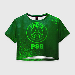 Футболка 3D укороченная женская PSG - green gradient, цвет: 3D-принт