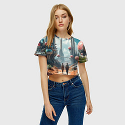 Футболка 3D укороченная женская Планета фантастика, цвет: 3D-принт — фото 2