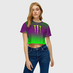 Футболка 3D укороченная женская Monster energy gradient, цвет: 3D-принт — фото 2