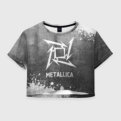 Футболка 3D укороченная женская Metallica - grey gradient, цвет: 3D-принт