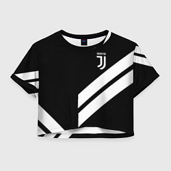 Футболка 3D укороченная женская Juventus line white, цвет: 3D-принт