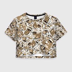 Женский топ Патерн новогодняя капибара в бежевом