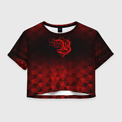 Футболка 3D укороченная женская Burzum red poly, цвет: 3D-принт