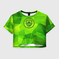 Футболка 3D укороченная женская Manchester City green poly, цвет: 3D-принт