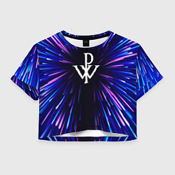 Футболка 3D укороченная женская Powerwolf neon energy, цвет: 3D-принт