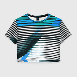 Женский топ Сине-чёрные полосы на белом фоне