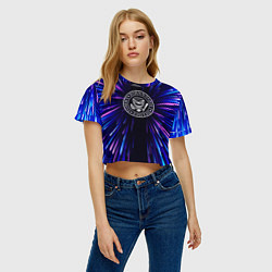 Футболка 3D укороченная женская Ramones neon energy, цвет: 3D-принт — фото 2