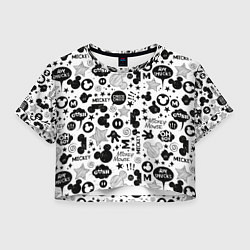 Футболка 3D укороченная женская Микки Маус узор, цвет: 3D-принт