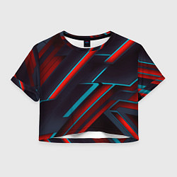 Футболка 3D укороченная женская Абстракция из линий, цвет: 3D-принт