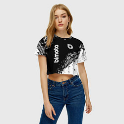 Футболка 3D укороченная женская Bimoto - следы от шин, цвет: 3D-принт — фото 2