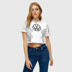 Футболка 3D укороченная женская Volkswagen white poly, цвет: 3D-принт — фото 2