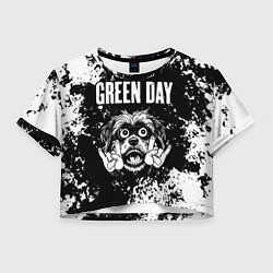 Футболка 3D укороченная женская Green Day рок пес, цвет: 3D-принт