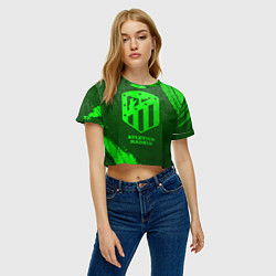 Футболка 3D укороченная женская Atletico Madrid - green gradient, цвет: 3D-принт — фото 2