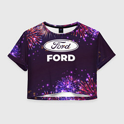 Футболка 3D укороченная женская Праздничный Ford, цвет: 3D-принт