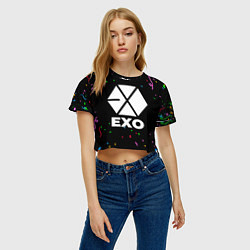 Футболка 3D укороченная женская Exo конфети, цвет: 3D-принт — фото 2