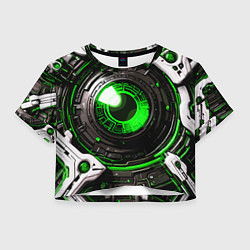 Футболка 3D укороченная женская Зелёная сфера киберпанк, цвет: 3D-принт
