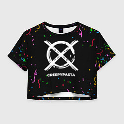 Футболка 3D укороченная женская CreepyPasta конфети, цвет: 3D-принт