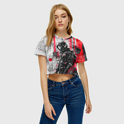 Футболка 3D укороченная женская Футуристичный андроид-путешественник, цвет: 3D-принт — фото 2