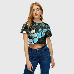 Футболка 3D укороченная женская Чёрно-синий камень, цвет: 3D-принт — фото 2