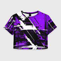 Футболка 3D укороченная женская Diagonal black and white stripes on a purple backg, цвет: 3D-принт