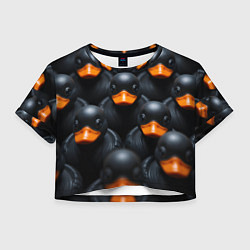 Футболка 3D укороченная женская Черные уточки, цвет: 3D-принт