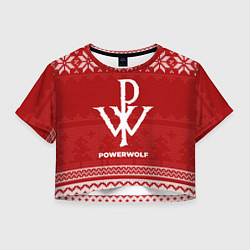 Футболка 3D укороченная женская Новогодний Powerwolf, цвет: 3D-принт