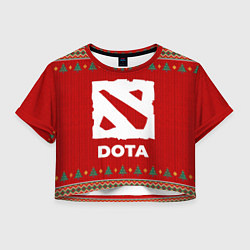 Футболка 3D укороченная женская Dota new year, цвет: 3D-принт