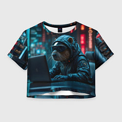 Футболка 3D укороченная женская Капибара айтишник, цвет: 3D-принт