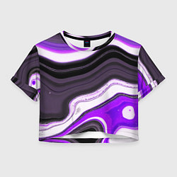 Женский топ Волнистые горизонтальные чёрно-фиолетовые полосы н