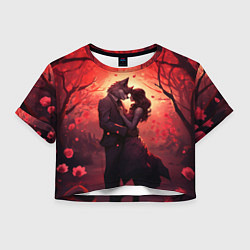 Футболка 3D укороченная женская Влюбленная девушка и оборотень, цвет: 3D-принт