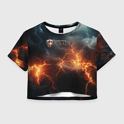 Футболка 3D укороченная женская Stronghold сrusader небесная мощь, цвет: 3D-принт