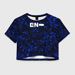 Футболка 3D укороченная женская Enhypen blue energy, цвет: 3D-принт