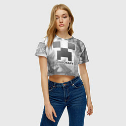 Футболка 3D укороченная женская Minecraft - white gradient, цвет: 3D-принт — фото 2