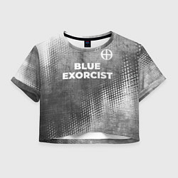 Футболка 3D укороченная женская Blue Exorcist - grey gradient посередине, цвет: 3D-принт