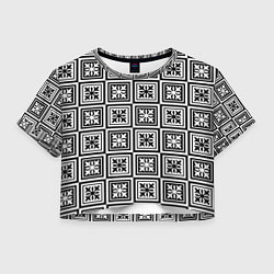Футболка 3D укороченная женская Керамический декор, цвет: 3D-принт