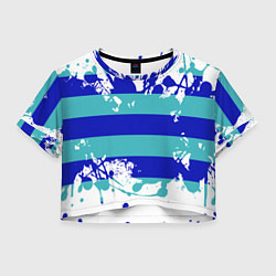 Футболка 3D укороченная женская Капли краски, цвет: 3D-принт