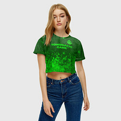 Футболка 3D укороченная женская Tomodachi Game - green gradient посередине, цвет: 3D-принт — фото 2