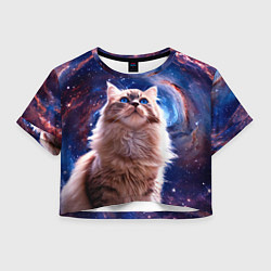 Футболка 3D укороченная женская Невская маскарадная кошка в космосе, цвет: 3D-принт