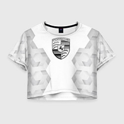 Футболка 3D укороченная женская Porsche white poly, цвет: 3D-принт