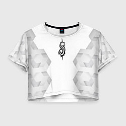 Футболка 3D укороченная женская Slipknot white poly, цвет: 3D-принт