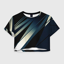 Женский топ Чёрно-синий абстрактный с полосами