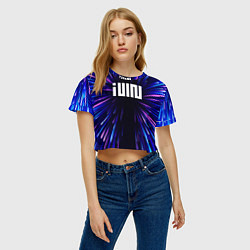 Футболка 3D укороченная женская Gidle neon energy, цвет: 3D-принт — фото 2